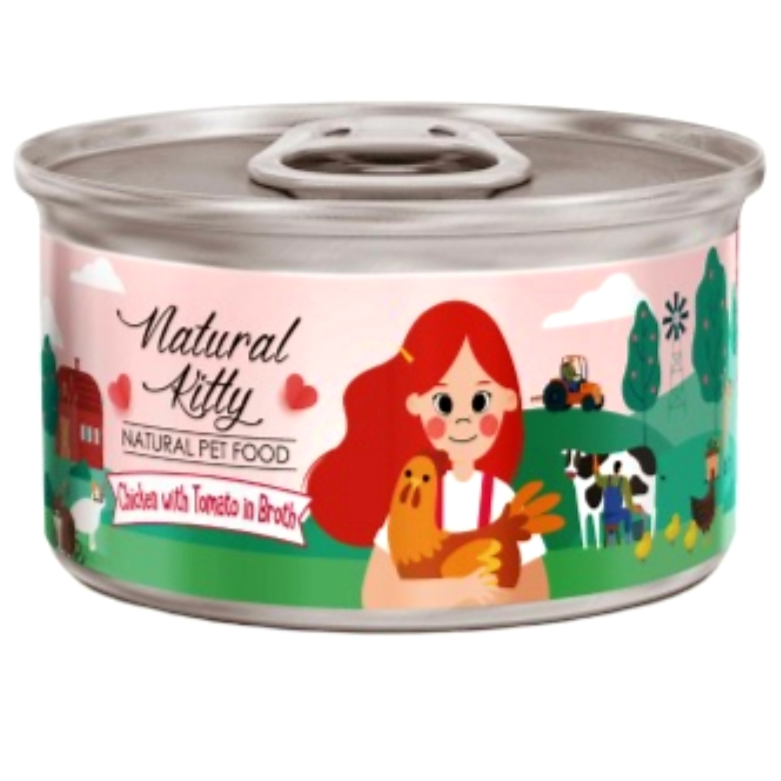 Natural Kitty Chicken with tomato in broth cat canned food 80g