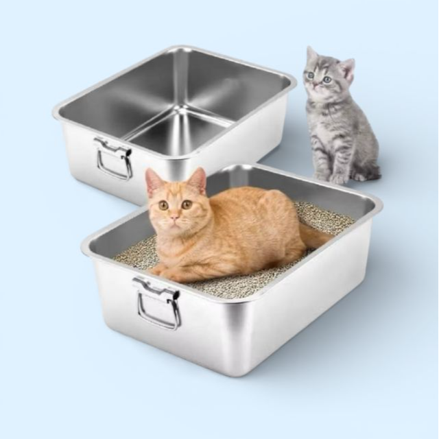 Stainless Steel Cat Litter Box, Size 49.5*34.5* 15 Cm