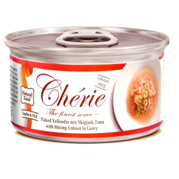 Cherie Flaked Yellowfin Mix Skipjack Tuna With Shrimp Entrées In Gravy 80g