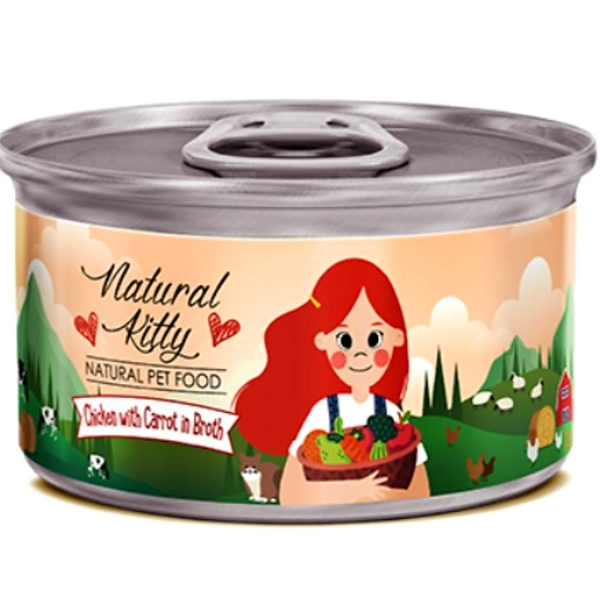 Natural Kitty Chicken With Carrot In Broth Cat Wet Canned Food 80g