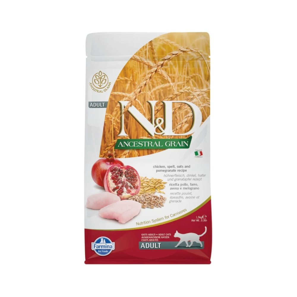 Farmina N&D Chicken, Spelt, Oats & Pomegranate Adult Cat Dry Food 1.5Kg