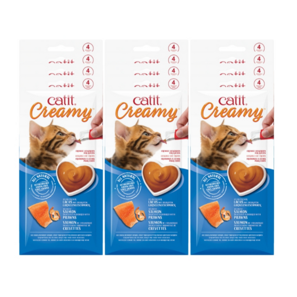 Catit Creamy Salmon Prawns 4X10G Per Pack) (Combo Of 12 Pack)