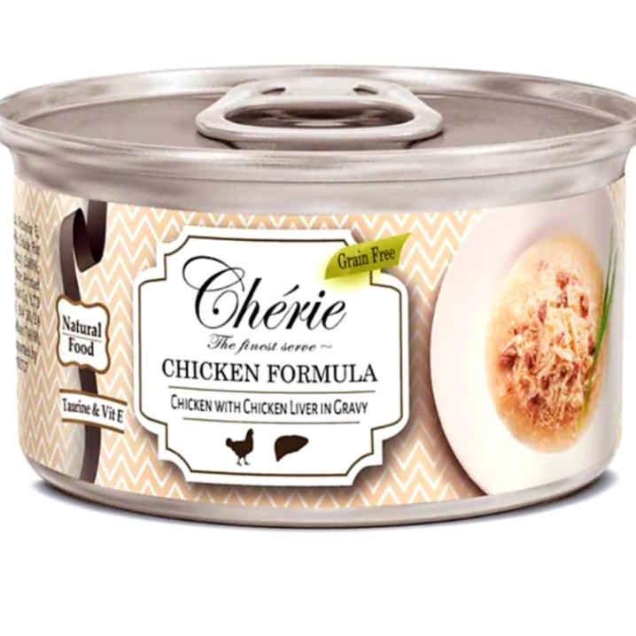 Cherie Shredded Chicken with Chicken Liver Entrées in Gravy 80g