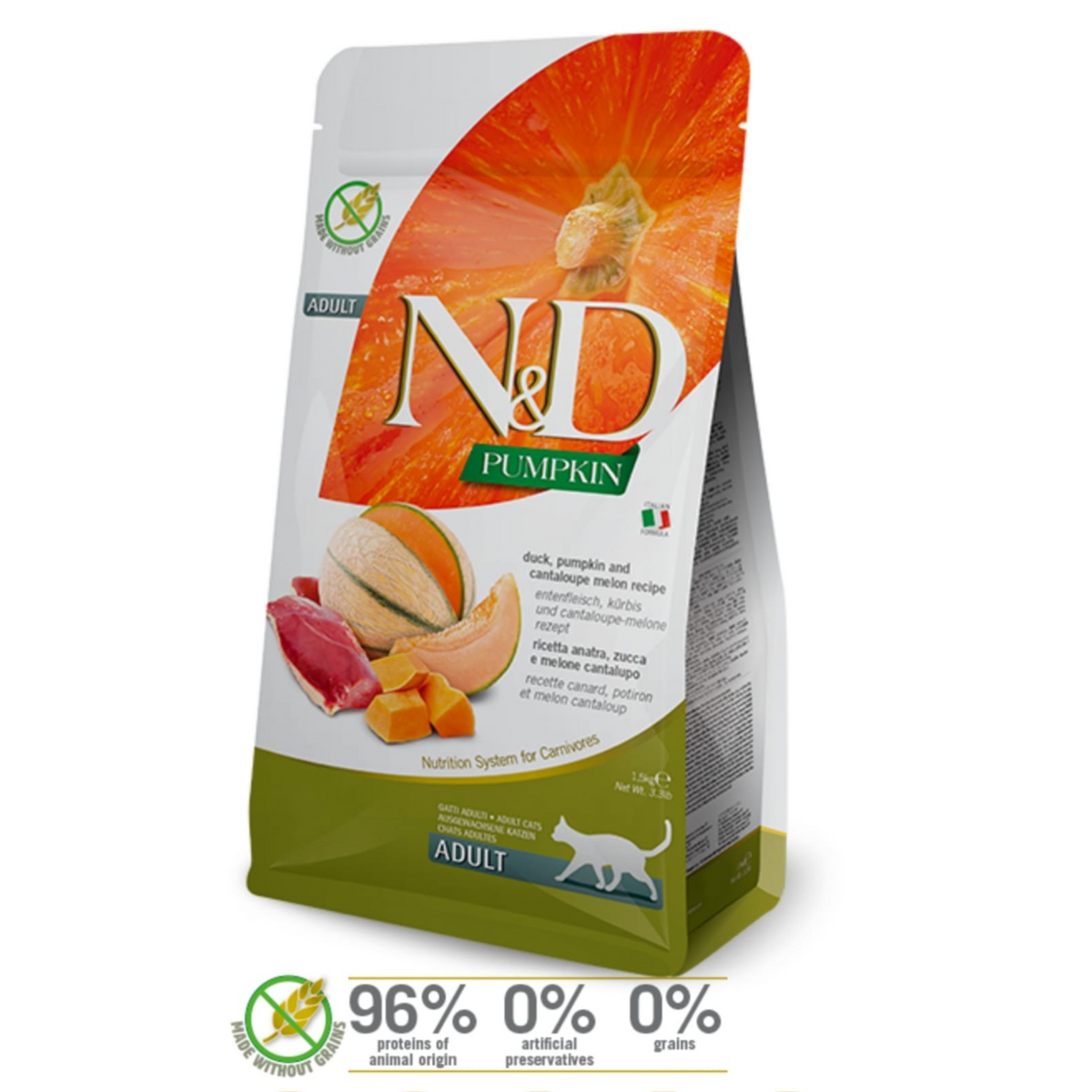Farmina N&D Duck - Pumpkin And Cantaloupe Melon Recipe Dry Cat Food - 1.5 Kg