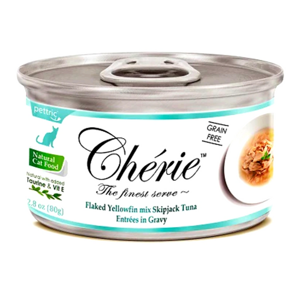 Cherie Flaked Yellowfin mix Skipjack Tuna Entrées in Gravy 80g