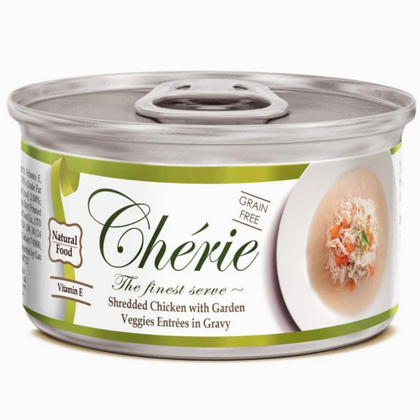 Cherie Shredded Chicken With Garden Veggies Entrées in Gravy 80g