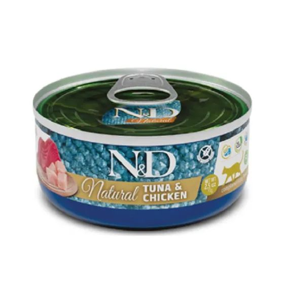 Farmina N&D Natural Tuna & Chicken Wet Adult Cat Food 70g = 12 Pcs