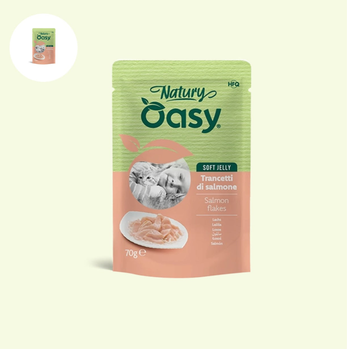 oasy natury Soft Jelly Cat Food Salmon Flakes Pouch 70g