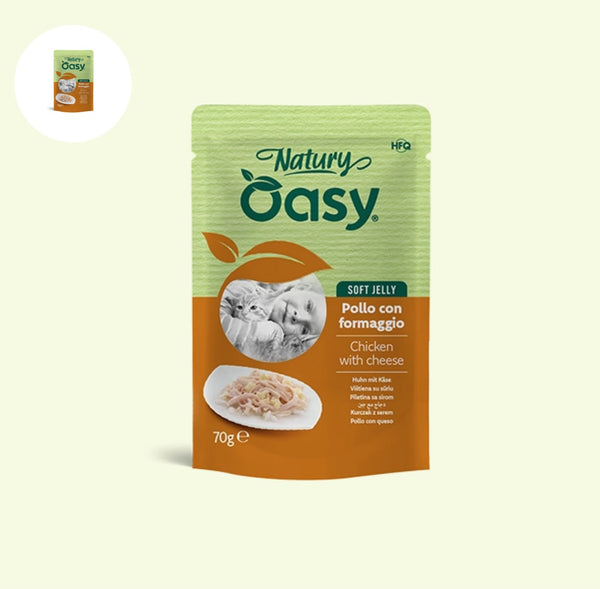 oasy natury Soft jelly Cat Food Chicken with Cheese Pouch 70g