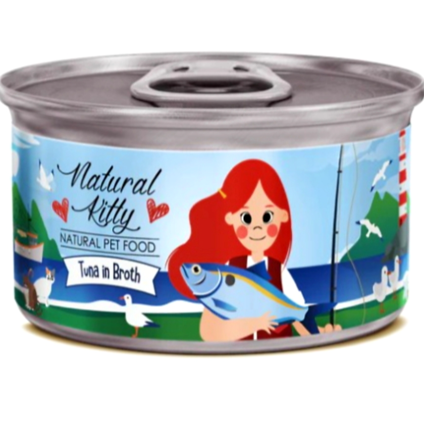 Natural Kitty Tuna In Broth Cat Canned Food 80g