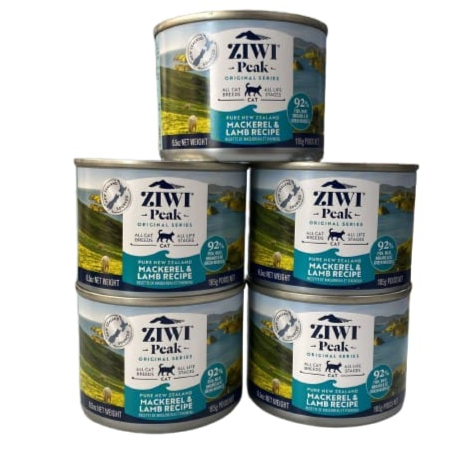 Ziwi Peak Canned Cat Food Mackerel & Lamb Recipe 5pcs 185g