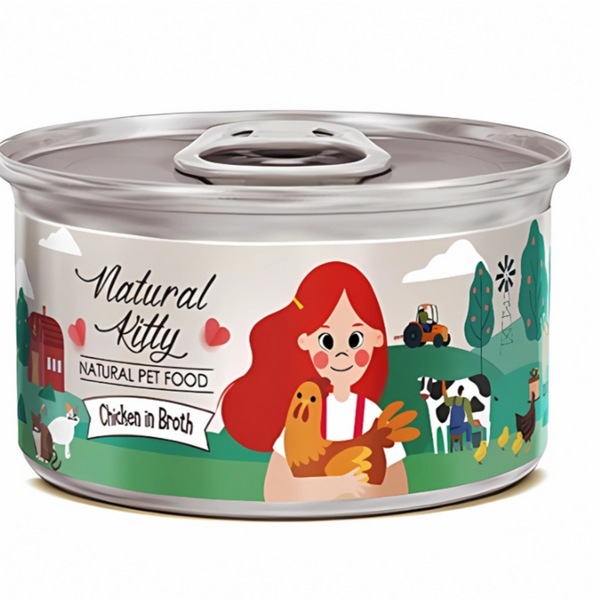 Natural Kitty Chicken in Broth cat wet canned food 80g