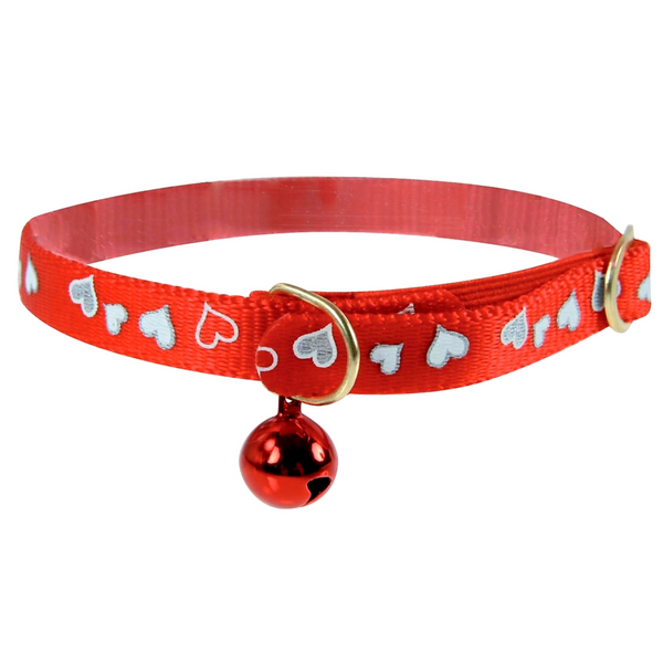 Reflective Heart Collar Red