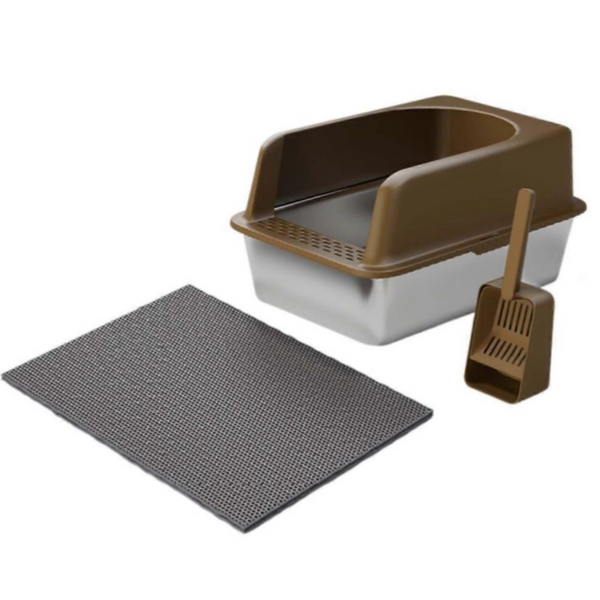 Cat Litter Box - Stainless Steel With Extra Mat & Size 61*41*30 cm