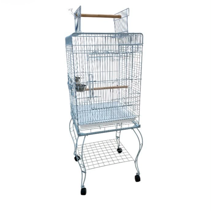 Bird Cage with Rolling Stand SIZE: 51x51x127 cm White