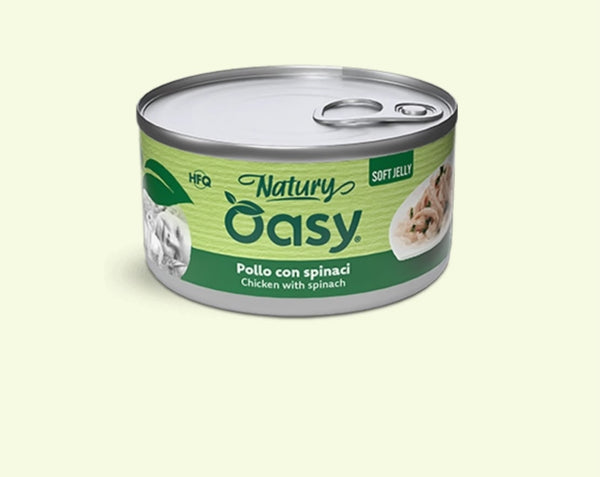 Oasy Natury Chicken with Spinach Jelly cat can food 85g