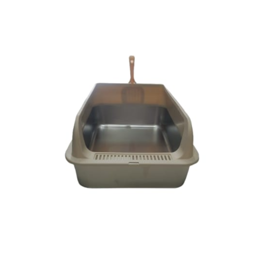 Stainless Steel Litter Box with Anti-Leakage Enclosure 35x50 10cm