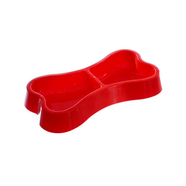 Bone Shape Pet Food Dish Double Bowl Small