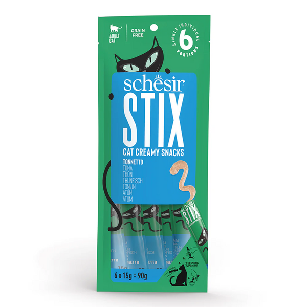 Schesir Stix Cat Treat Pouch Tuna Flavor, 6 x 15g